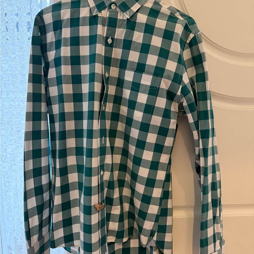 Bonobos Teal and White Checkered Casual Shirt